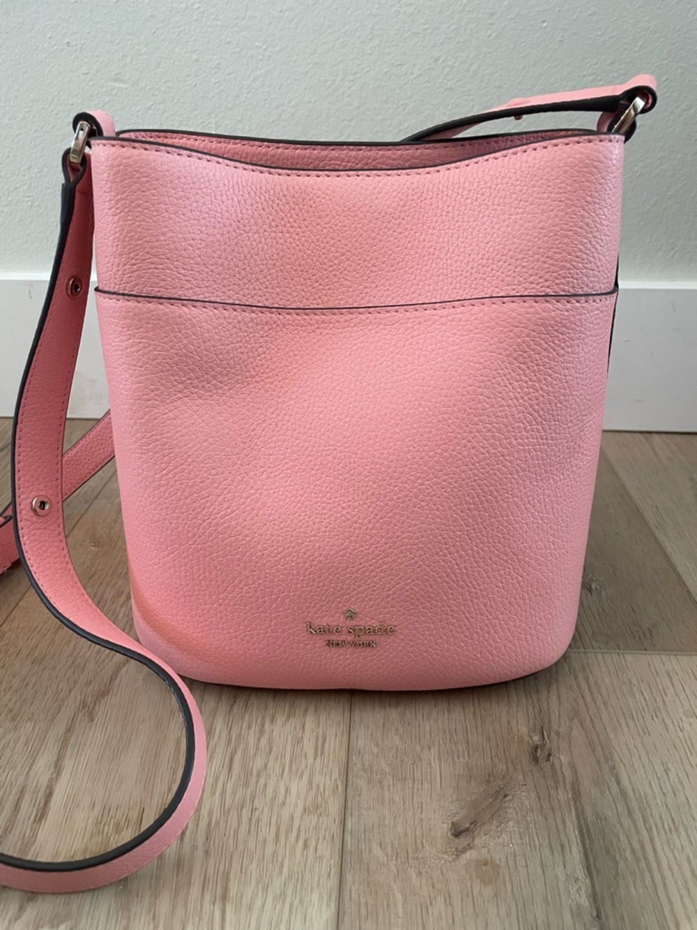 kate spade Pink Pebbled Leather Bucket Crossbody